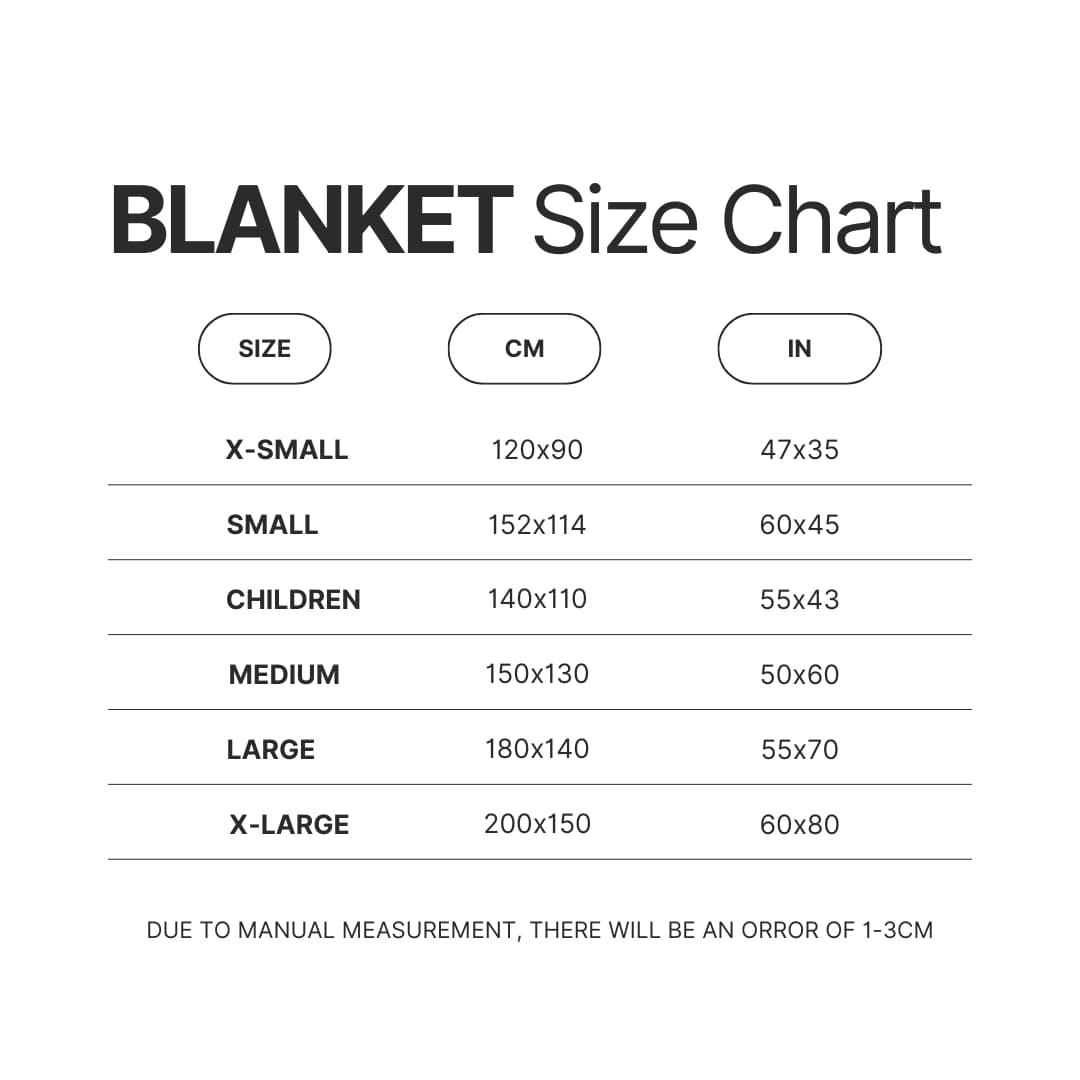 Blanket Size Chart - Sasaki And Miyano Merch